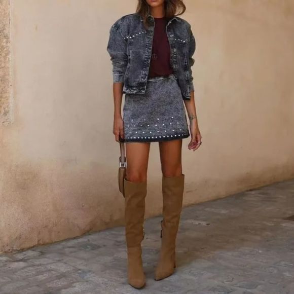 ZARA STUDDED Z1975 DENIM JACKET - Picture 1 of 9
